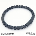 Black 5mm Byzantine chain bracelet for men in vacuum-plated stainless steel 210mm - B-Style Slim Chain (KB210950-Z)