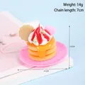 Dessert sleutelhanger slagroomtaart met roze hart en 7cm ketting, gewicht 14g - D05 Hart Chocolade