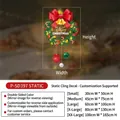 Christmas wreath static window sticker with red bows and gold bells in five sizes - S (30x50cm) / Merry Christmas (P-SD397)