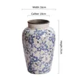 Nordische Vase mit blauer Blumenglasur und Rissoptik, 25cm Vintage Porzellan Deko - A053 Blaue Blume Eis Riss Große Vase