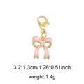 Pink bow pendant with gold lobster clasp for bags and shoes DIY accessory decoration - Style 42 Bow Enamel