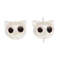 Acrylic iridescent cat head beads for DIY bracelets showing vertical hole detail - 19x16mm Hole 3mm / Transparent White Cat with Pink Eyes