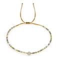 Bohemian braided yellow string bracelet with multi-color beads and lucky gemstone - Yellow Rope/Translucent Bead/Green White Grey Gold Bead(BR0120)