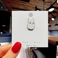 Cute white Chibi Totoro enamel pin in gold plating on brand paper card display - 52*Chibi Totoro Pin