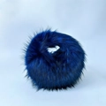Chic blue and black gradient faux fur round handbag in fluffy Y2K punk style - Navy Blue