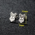 Minimalist silver bulldog stud earrings in stainless steel with 11x7mm dimensions - French Bulldog / Silver