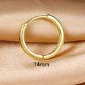 Macro view of a 14mm shiny golden huggie hoop earring on premium satin fabric background - 1PC / 14mm / Gold