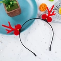 Cute Christmas headband with red reindeer antlers and plush balls on a black band - Style 27 Red Antler Red Ball