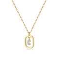 Gold plated S925 sterling silver necklace with sparkling zircon letter C pendant - 18k Gold【C】