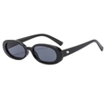 Retro schwarze ovale Sonnenbrille mit Hochglanzrahmen und dunklen UV-Gläsern - Schwarzer Rahmen Schwarz Graue Gläser