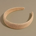 Detailed close-up of beige straw woven headband showing natural texture and craftsmanship - Light Coffee
