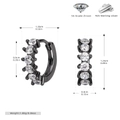 Detailed size chart of S925 sterling silver earrings with 5A grade zircon inlay - 925 Silver / Black
