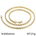 Minimalist gold-plated stainless steel rope chain necklace 600x4mm with lobster clasp - Gold 600x4mm