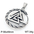 Antique silver Viking Valknut and Ouroboros pendant with Nordic runes 56x49mm 34g - Valknut Ouroboros Style (KP117701-LU) / Pendant Only
