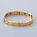 Pulsera magnética de acero de tungsteno dorado para hombre con piedras negras de germanio - 10mm-22cm-Dorado (KB186837-TS)