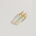 Gold plated hoop earrings with long translucent white crystal drop and orange zircon accents - Orange Zircon Natural Stone