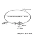Bracelet jonc ouvert en acier inoxydable argenté avec zircon et détails de dimensions - Bracelet Goutte d'Eau Argenté avec Zircon (Z452)