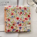Floral cotton linen neck scarf in beige with vintage flower pattern and brand label - XY-10 Warm Beige Pastoral Floral