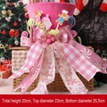 Pink Christmas tree topper hat with JOY gingerbread man and plaid bow 20cm height - Pink Tree Topper Hat - Gingerbread Man JOY / Pink