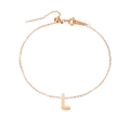 Cavigliera regolabile in oro rosa con ciondolo a forma di lettera L lucida da donna - L-Oro Rosa