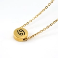 Minimalist gold stainless steel necklace with round Cancer zodiac sign pendant - Cancer