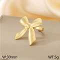 Gold bow-knot ring in stainless steel with textured finish, 30mm width, 5g weight - US 6 / Striped Texture Style Gold (KR110713-KFC)