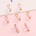 Pink faceted glass bead pendants with golden rings for DIY jewelry making accessories - Light Pink Round Bead