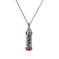 Colorful gemstone wishing bottle pendant necklace with stainless steel chain for women - Colored Beads