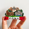 3D resin Rome travel souvenir fridge magnet featuring the Colosseum and St. Peter's Basilica - (63) Roman Architecture