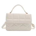 White quilted crossbody small square bag with top handle and gold hardware - White