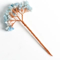 Handcrafted crystal money tree with blue gemstone leaves and copper wire trunk - Aquamarine Large Branch
