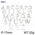 26-piece set of silver stainless steel A-Z letter pendants for jewelry making - Set of 24 Letters (KLJ1434-Z) / Steel