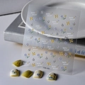 3D embossed floral nail stickers with blue flowers and butterflies, model FEB-484 - Fresh Blue Yellow Flower Butterfly Style (FEB-484)