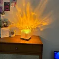 Rotating water ripple cube lamp with warm orange flame light and solid wooden base - Single Warm Light (Static)