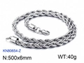 Silver stainless steel twist rope chain necklace in 500x6mm size for men and women - Silver 500x6mm (KN80654-Z)