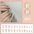 Almond-shaped pink floral press-on nails with bow designs and 24-piece full set - Sweet Floral Bowknot Style (A873)