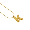 Golden letter K pendant necklace with quilted texture on a sleek snake chain - Letter K