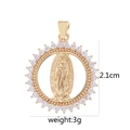 Golden round Virgin Mary pendant with white zircons, 2.1cm height and 3g weight - White Zirconia Round Virgin Mary D2024JB