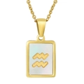 18K gold plated Aquarius zodiac necklace with mother of pearl shell pendant - Aquarius (With Chain)
