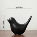 Matte black ceramic bird figurine in modern minimalist style, size 7.2cm by 6.5cm - Small / Black