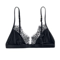 Sujetador triangular de encaje negro sin aros en tejido de seda de hielo ultra fino - XL / Negro