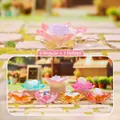 Lotus shaped crystal pendant collection with colorful gemstones in seven unique styles - M402 Flower Story (6 Pcs/End Box) / Full Box Set
