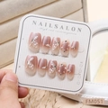 Unghie finte fatte a mano rosa cat-eye con farfalle 3D e perle di alta qualità - XS / Stile Farfalla Rosa Occhio di Gatto