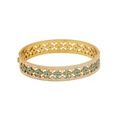 Vintage golden hollow cuff bracelet with blue enamel dots and clear crystals - Hollow Geometric Blue Bead Rhinestone Style (8#)