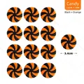 Set of 12 black and orange swirl candy ornaments for Halloween tree decorations - Black + Orange (Large)