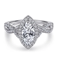 Marquise cut zircon halo ring in silver with infinity cross band design - US Size 6 / Marquise Infinity Style - White (TL-225)