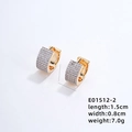 Elegant gold U-shaped heart earrings paved with white zircons for a luxury style - 5 Rows 12 Stones-Gold White Zircon