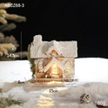 Lighted Christmas wooden house with snow-covered roof and warm LED glow inside - Snow Top Cabin Style B Battery Model