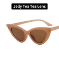 Lunettes de soleil œil de chat thé gelée avec monture translucide et rivets argent - Thé à la gelée