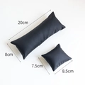Black faux leather jewelry display pillow and watch cushion with size dimensions - Faux Leather / Large + Small Set / Matte Black